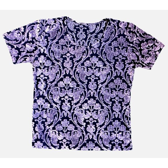 Vintage Y2K Burnt Velvet Mesh Stretch Pull Over Top Med Fairy Grunge Whimsigoth - Picture 6 of 8